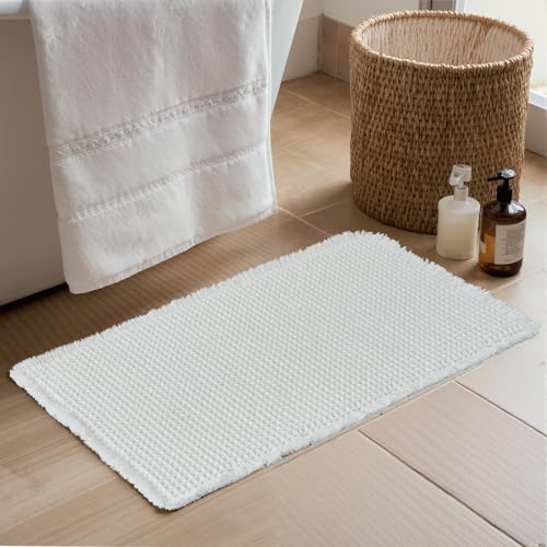 KGORGE Waffel-Badematte, Boho, rutschfest, 43,2 x 61 cm, Bauernhaus, ultraweich, Badezimmerteppiche für Badezimmer-Dekor, super saugfähig mit Quasten, Gummi-Rückseite, Duschmatten für Boden-Badewannen von KGORGE
