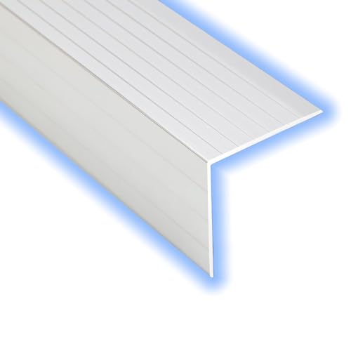 KGPGNYMYHA 150cm Treppenkantenprofile Metall-Eckenschutz Aluminium Stufenkantenprofile L-förmiger Treppenkantenschutz Winkelprofil(Silver-2.4in-6cm,100cm/40in) von KGPGNYMYHA