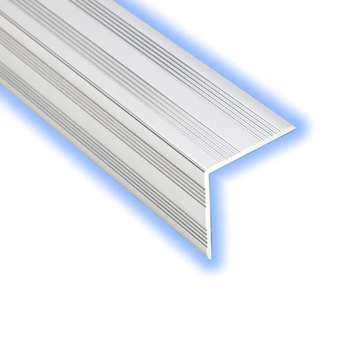 KGPGNYMYHA 150cm Treppenkantenprofile Metall-Eckenschutz Aluminium Stufenkantenprofile L-förmiger Treppenkantenschutz Winkelprofil(Silver-2in-5cm,110cm/43.3in) von KGPGNYMYHA