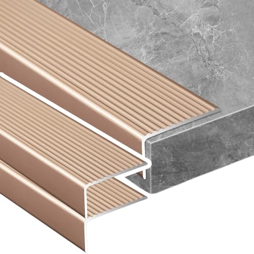 KGPGNYMYHA 2er-Pack Treppenkantenprofile 120cm Schwarz Metall Treppenstufen Rutschfeste Stufenkantenschutz, Treppenkantenschutz Für Außenbereich(Purple gold,130cm/51.2in) von KGPGNYMYHA