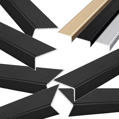 KGPGNYMYHA 6 Stück Treppenprofil 90cm 120cm 150cm Metall Treppenkantenprofil Treppenwinkel L-Typ Winkelprofil Treppenkante Kantenschutz(Black,110cm/43.3in) von KGPGNYMYHA