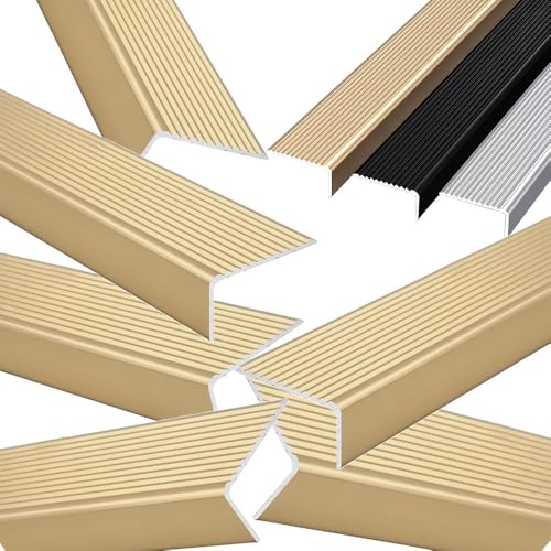 KGPGNYMYHA 6 Stück Treppenprofil 90cm 120cm 150cm Metall Treppenkantenprofil Treppenwinkel L-Typ Winkelprofil Treppenkante Kantenschutz(Gold,120cm/48in) von KGPGNYMYHA