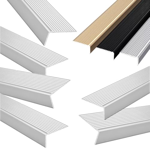 KGPGNYMYHA 6 Stück Treppenprofil 90cm 120cm 150cm Metall Treppenkantenprofil Treppenwinkel L-Typ Winkelprofil Treppenkante Kantenschutz(Silver,90cm/36in) von KGPGNYMYHA