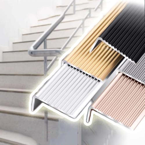 KGPGNYMYHA 90cm Alu Winkelprofil Treppenkantenprofil Metall Stufenkantenprofil Treppenprofil Treppenkantenschutz Für Holz/Fliesen Treppen(Black,110cm/43.3in) von KGPGNYMYHA