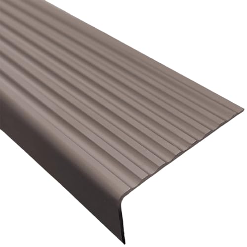 KGPGNYMYHA Aluminium Treppenkantenschutz, Treppenprofil Für Geflieste Marmorböden, Selbstklebende Treppenkantenprofil Weiche Leichte Rutschfeste Treppenstufen(Brown,150cm/60in) von KGPGNYMYHA