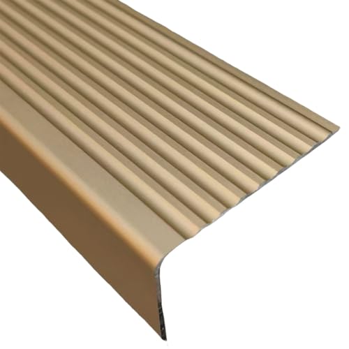 KGPGNYMYHA Aluminium Treppenkantenschutz, Treppenprofil Für Geflieste Marmorböden, Selbstklebende Treppenkantenprofil Weiche Leichte Rutschfeste Treppenstufen(Gold,120cm/48in) von KGPGNYMYHA