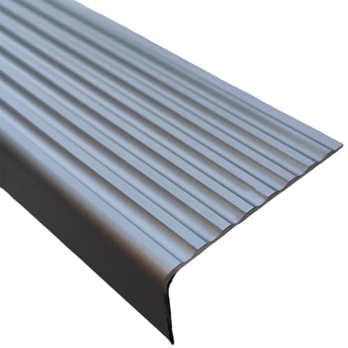 KGPGNYMYHA Aluminium Treppenkantenschutz, Treppenprofil Für Geflieste Marmorböden, Selbstklebende Treppenkantenprofil Weiche Leichte Rutschfeste Treppenstufen(Grey,150cm/60in) von KGPGNYMYHA