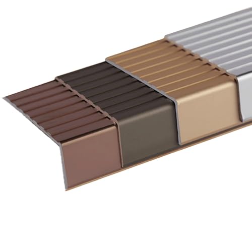 KGPGNYMYHA L-förmige 100cm Winkelprofil Treppenwinkel Für Metall Treppenkanten, Treppenkantenschutz Für Holz/Vinyl/Fliesen Treppen, Rutschfeste Leiste(Grey,150cm/60in) von KGPGNYMYHA