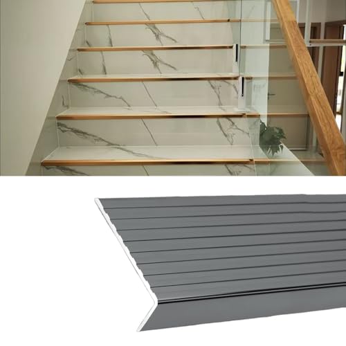 KGPGNYMYHA L-förmiger Treppenkantenschutz 120x7.5cm Stufenkantenprofil Metall-Treppenkantenprofil Rutschfeste Winkelprofil Schwarz Treppenprofil(Grey,120cm/48in) von KGPGNYMYHA