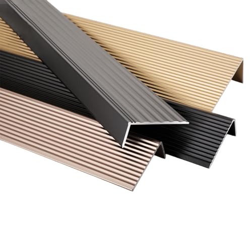KGPGNYMYHA Metall-Treppenkantenprofil 120cm Treppenkanten-Übergangsstreifen Rutschfester Treppenkantenschutz Schwarze Treppenkantenkante, L-Stufenkantenprofil(Black,9pcs-48"/120cm) von KGPGNYMYHA