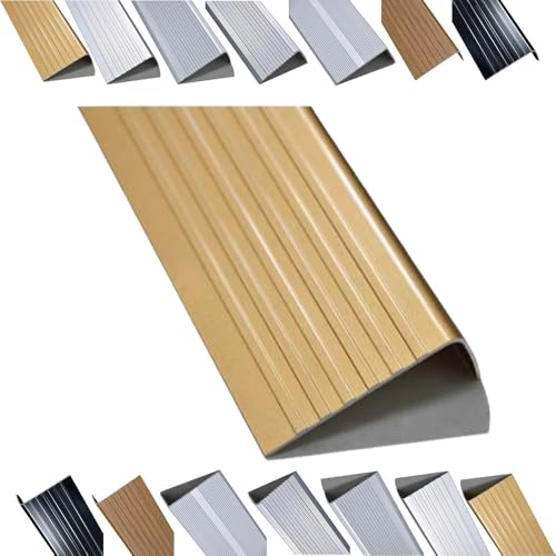 KGPGNYMYHA Metall-Treppenkantenschutz Holzkanten Treppenprofil Aluminiumprofil Stufenkantenprofil Für Vordertür Zuschneidbare Treppenkanten-Übergangsleiste(Gold,140cm/55in) von KGPGNYMYHA