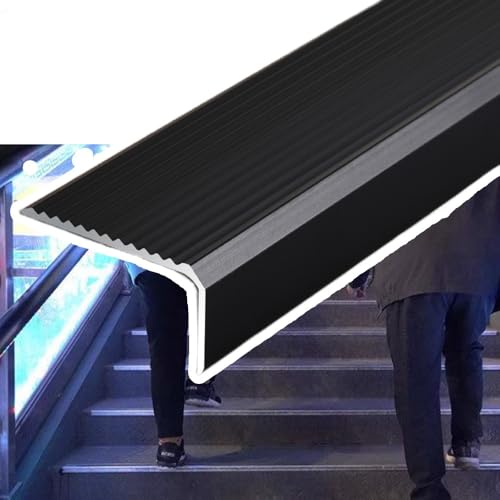 KGPGNYMYHA Rutschfester Stufenkantenschutz Aus Aluminium Für Holzstufen, Treppenkantenprofile Für Innen Und Außenbereiche, Metall Treppenstufen(Black,1p-100cm/40in) von KGPGNYMYHA