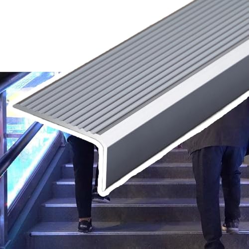 KGPGNYMYHA Rutschfester Stufenkantenschutz Aus Aluminium Für Holzstufen, Treppenkantenprofile Für Innen Und Außenbereiche, Metall Treppenstufen(Grey,1p-140cm/55in) von KGPGNYMYHA