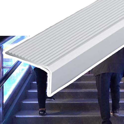 KGPGNYMYHA Rutschfester Stufenkantenschutz Aus Aluminium Für Holzstufen, Treppenkantenprofile Für Innen Und Außenbereiche, Metall Treppenstufen(Silver,2p-90cm/36in) von KGPGNYMYHA