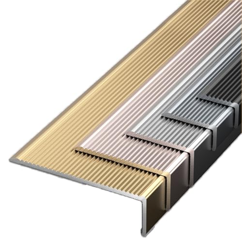 KGPGNYMYHA Schwarz Treppenkantenprofil Stufen-Kantenprofil Metall Winkelprofil Für Holz Fliesen Vinyl Treppe, Treppenkantenschutz Innen Außen Treppenprofil(Gold,40x20mm-1.2x0.8in) von KGPGNYMYHA