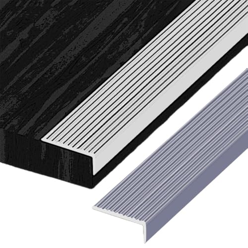 KGPGNYMYHA Schwarze Treppenkantenprofil Metall Treppenwinkel Rutschfester Treppenkantenschutz Treppen-Kantenschutz Zierleiste Für Türen(Grey,140cm/55in) von KGPGNYMYHA