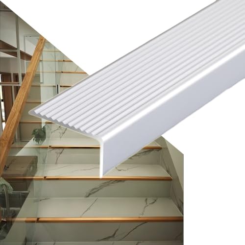 KGPGNYMYHA Schwarze Treppenkantenschutz Rutschfester Stufenkantenschutz, Treppenkantenprofile Für Veranda/Treppen/Stufen Holztreppenstufen(Silver,5p-130cm/51.2in) von KGPGNYMYHA