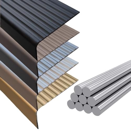 KGPGNYMYHA Selbstklebende Winkelprofil Metall Treppenkantenschutz Für Innen Außenbereich, Treppenprofil Holz/Fliesen/Marmor/Betonböden, Einfach Zu Installieren(Grey,100cm/40in) von KGPGNYMYHA