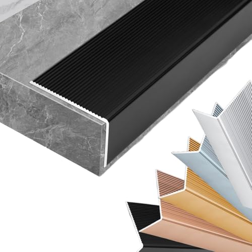KGPGNYMYHA Stufenkantenprofil 8x5cm Treppenkantenprofil Aluminium Treppenkantenschutz L-förmige Treppenstufen Für Innen Außen(Black,130cm/51.2in) von KGPGNYMYHA