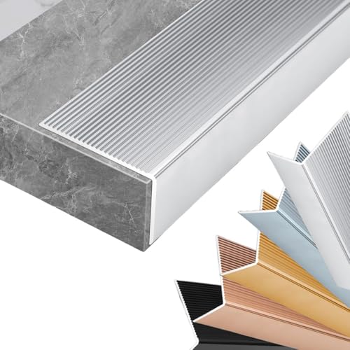 KGPGNYMYHA Stufenkantenprofil 8x5cm Treppenkantenprofil Aluminium Treppenkantenschutz L-förmige Treppenstufen Für Innen Außen(Silver,150cm/60in) von KGPGNYMYHA