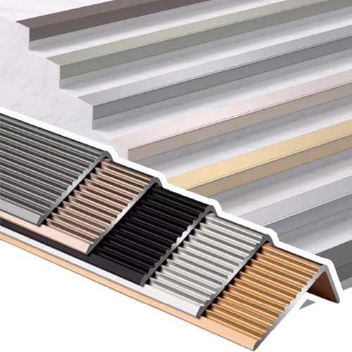 KGPGNYMYHA Treppen-Kantenschutz 100cm Treppenkantenprofile L-Form 5x3cm Treppenwinkel Stufenkantenprofil Aluminium Außen Winkelprofil(Grey,110cm/43.3in) von KGPGNYMYHA
