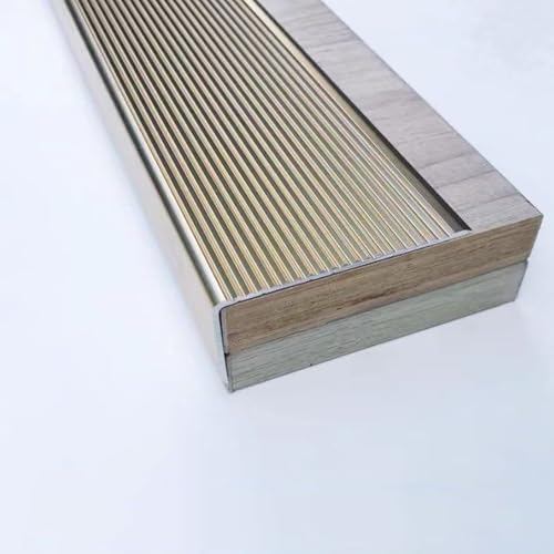 KGPGNYMYHA Treppenkantenprofil Für Außenbereich 120cm Metall Rutschfester Treppenkantenschutz, Wasserdichte Treppen Kantenschutz Für Fliesen, Holz, Marmortreppen(Gold,110cm/43.3in) von KGPGNYMYHA