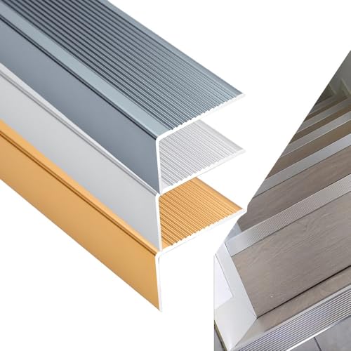 KGPGNYMYHA Treppenkantenprofil Rutschfeste Treppenkante Winkelprofil 8x5cm Treppenkantenschutz, L-förmige Stufenkantenprofil Treppen-Kantenschutz(Grey,1p-150cm/60in) von KGPGNYMYHA