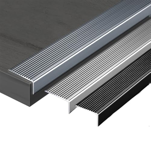 KGPGNYMYHA Treppenkantenschutz Aus Metall Für Außenbereich Rutschfeste Treppenkantenprofil Holzfliesen Marmorierte Stufen Kantenbesatz, 90-150cm Länge(Grey,4pcs-36"/90cm) von KGPGNYMYHA