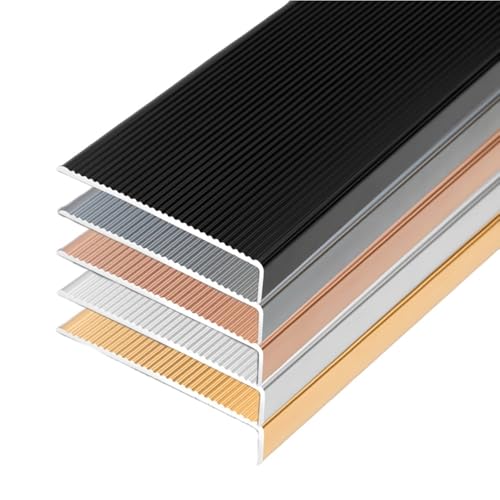 KGPGNYMYHA Treppenprofil Aluminium Treppenwinkel 10cm Breit Treppenkantenprofil Schwarz Treppenkanten-Schutzprofil Antirutsch Treppenkante(Grey,130cm/51.2in) von KGPGNYMYHA