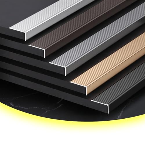 KGPGNYMYHA Treppenwinkel Aluminium Schwarz Treppenkantenprofil 90cm 120cm 150cm Winkelprofil Aus Metall, Wasserdichte Treppenkantenschutz(Grey,100cm/40in) von KGPGNYMYHA