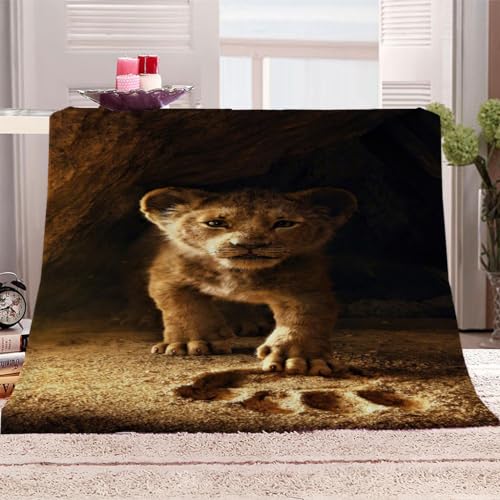 Flanelldecke 180x220Cm Kuscheldecke 3D Tier Kleiner Löwe Druck Wohndecke Groß Hochwertige Sommer Winter Warme Bett Wohndecke Sofaüberwurf Decke Tagesdecke Weich von KGSK
