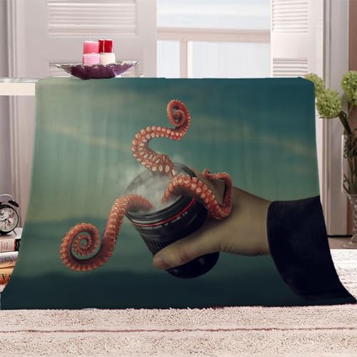 Flanelldecke 180x220Cm Kuscheldecke 3D Tier Octopus Triangle Wohndecke Groß Hochwertige Sommer Winter Warme Bett Wohndecke Sofaüberwurf Decke Tagesdecke Weich von KGSK