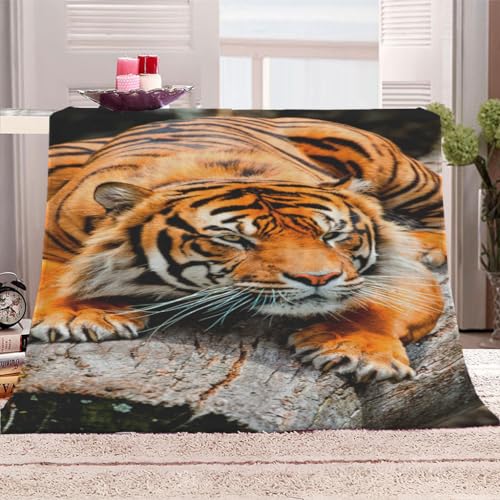 Flanelldecke 180x220Cm Kuscheldecke 3D Tier Tiger Muster Wohndecke Groß Hochwertige Sommer Winter Warme Bett Wohndecke Sofaüberwurf Decke Tagesdecke Weich von KGSK