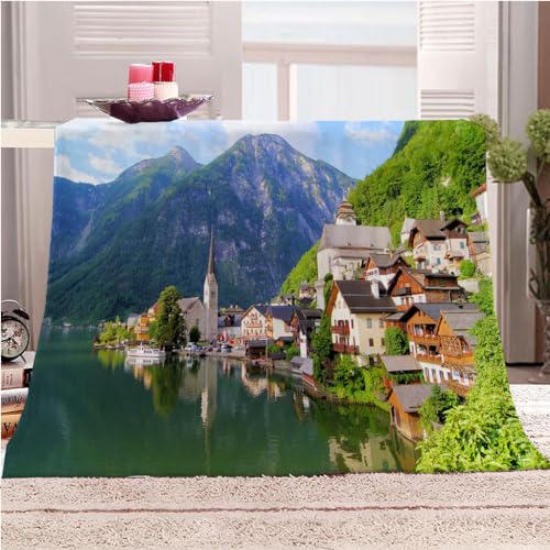 Wohndecke 3D Berg Küste Stadtblick Kuscheldecke 130x150Cm Warmer Winter Weich Sherpa Wohndecke Flauschige Couchdecke Für Erwachsene Sofadecke Decke Für Kinder Jungen Erwachsene von KGSK