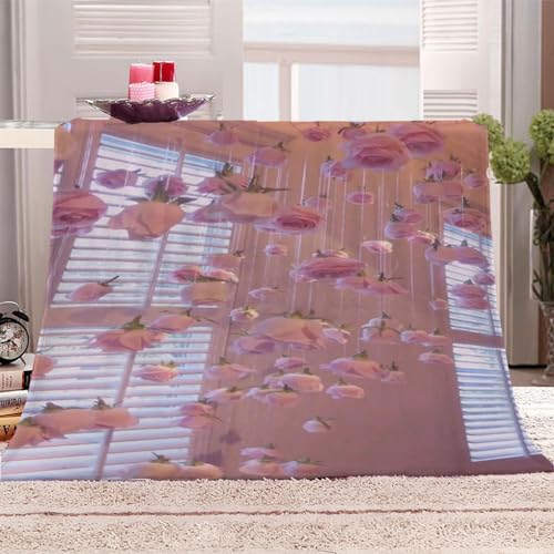 Wohndecke 3D Rosa Rosen Kuscheldecke 130x150Cm Warmer Winter Weich Sherpa Wohndecke Flauschige Couchdecke Für Erwachsene Sofadecke Decke Für Kinder Jungen Erwachsene von KGSK