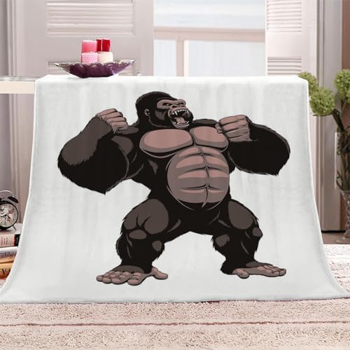 Wohndecke 3D Tierapen Kuscheldecke 130x150Cm Warmer Winter Weich Sherpa Wohndecke Flauschige Couchdecke Für Erwachsene Sofadecke Decke Für Kinder Jungen Erwachsene von KGSK