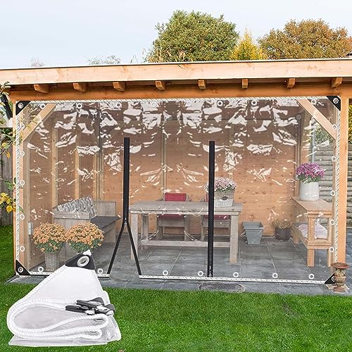 Abdeckplane Wasserdicht 1x0.8/1.5x2.2/3x3m,0.3mm Transparente Plane Mit Reissverschlüssen,Gewächshaus Pflanzenschutzabdeckung,PVC Reissfeste Zeltplane,Heavy Duty Klare Plane,WxH-2.5x2.2m/8.2x7.2ft von KGUDYS