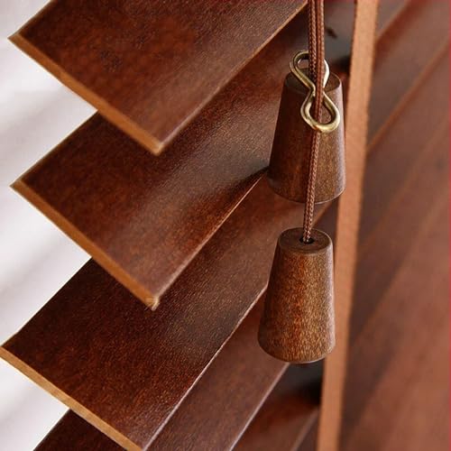 Echtholz-Jalousie Braun,50x90cm 60x110cm 90x150cm 135x160cm Raumabdunkelnde Jalousetten,Mit 50mm Horizontal-Lamellen,Jalousette Holz Für Büro, Homeo,WxH-80x200cm/31.5x79in von KGUDYS