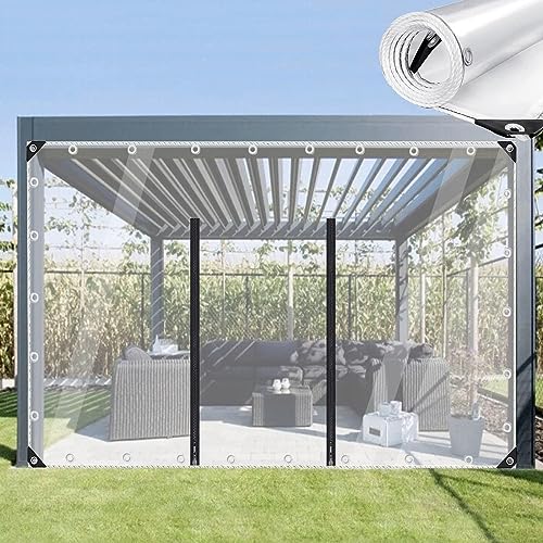 KGUDYS Transparente Plane 1x0.8m,1.5x2m,3x3m,Mit ösen Und Reißverschluss,Faltbare Abdeckplane Aus PVC-Material,Hochbelastbar Außen Camping Transparente Plane Abdeckung,Anpassbar,WxH-4x2m/13.1x6.6ft von KGUDYS