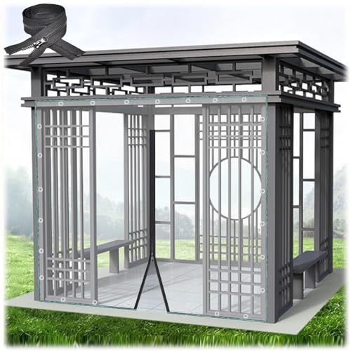 Outdoor Durchsichtige Plane Vorhänge Wasserdicht,Gazebo Pergola Patio Durchsichtige Abdeckplane Seitenteile Mit Reissverschluss,Dicke Durchsichtige PVC Vinyl Plane,Reißfest,WxH-2.5x2.5m/8.2x8.2ft Outdoor Durchsichtige Plane Vorhänge Wasserdicht,Gazebo Pergola Patio Durchsichtige Abdeckplane Seitenteile Mit Reissverschluss,Dicke Durchsichtige PVC Vinyl Plane,Reißfest,WxH-2.5x2.5m/8.2x8.2ft von KGUDYS