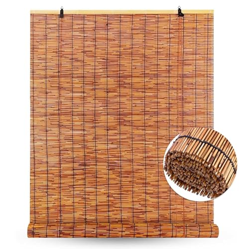 Schilfrohr-Rollos Für Außen,Bambus-Rollos,Natur Bambus-Rollo,Sonnenschutz-Strohvorhang,Licht Filternde Sichtschutzrollos,Für Veranda/Terrasse/Terrasse,Individuelle Größe,Brown von KGUDYS