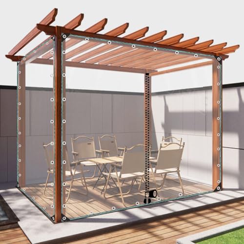 Transparente PVC-Plane Mit Reißverschluss,Klare wasserdichte Abdeckplane,0,35mm Faltbare PVC-Gewebeplane,Gärten Gewächshaus Pergola Transparente Plane Seitenwände Vorhänge,WxH-1.2x2.2m/3.9x7.2ft von KGUDYS