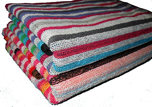 KH-Haushaltshandel 2er Pg. Frottier Grubentuch, 50 x 90 cm, Multicolor gestreift, 100% Baumwolle, Handtuch, Mehrzwecktuch von KH-Haushaltshandel