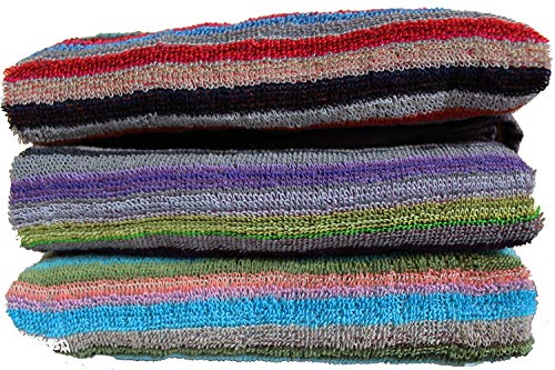 KH-Haushaltshandel 3er Pg. Frottier Grubentuch, 50 x 90 cm, Multicolor dunkel gestreift, Handtuch, Mehrzwecktuch, 100% Baumwolle (3) von KH-Haushaltshandel