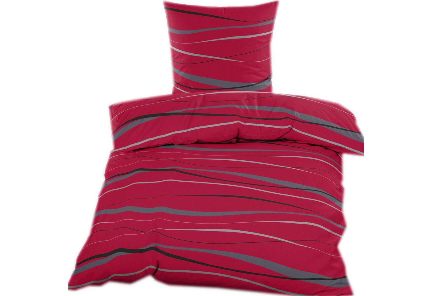 KH-Haushaltshandel Bettwäsche 2-tlg. Bettwäsche Biber Winter Bettwäsche 135 x 200 +80x80cm, Wellen, Biber, 2 teilig, rot grau, flauschig weich, warm, Baumwoll Mischgewebe KH-Haushaltshandel Bettwäsche 2-tlg. Bettwäsche Biber Winter Bettwäsche 135 x 200 +80x80cm, Wellen, Biber, 2 teilig, rot grau, flauschig weich, warm, Baumwoll Mischgewebe von KH-Haushaltshandel