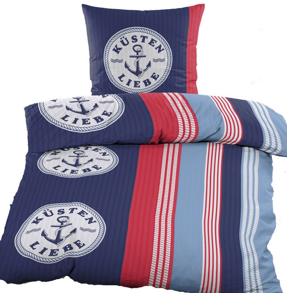 KH-Haushaltshandel Bettwäsche 2-tlg. Seersucker Bettwäsche 135x200 +80x80cm, Anker, maritim, Seersucker, 2 teilig, blau rot weiß, maritim, Anker/Küstenliebe, bügelfrei KH-Haushaltshandel Bettwäsche 2-tlg. Seersucker Bettwäsche 135x200 +80x80cm, Anker, maritim, Seersucker, 2 teilig, blau rot weiß, maritim, Anker/Küstenliebe, bügelfrei von KH-Haushaltshandel
