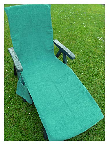KH-Haushaltshandel Frottee Liege Stuhl Schon Bezug, mit Seitentasche, 190 x 60 cm, für Gartenliege Strandliege, Baumwolle, ÖKOTEX (türkisgrün) von KH-Haushaltshandel