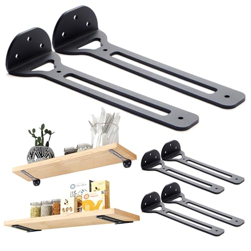 KHAMAL 6 Pack schwebende Regalhalterungen - Heavy Duty Wandmontage für Regale, Schwarz Industrie-Regale unterstützen - Länge 20 cm KHAMAL 6 Pack schwebende Regalhalterungen - Heavy Duty Wandmontage für Regale, Schwarz Industrie-Regale unterstützen - Länge 20 cm von KHAMAL