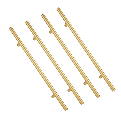 KHAMEO 4Er-Pack Champagnergold-Schrankgriffe Aus Aluminiumlegierung, T-Griffe, Schranktürgriffe, Küchentürhebel Für Badezimmer, Schrank, Kleiderschrank, Möbelbeschläge (Lochabstand 512 Mm)/Gold/Lochab von KHAMEO