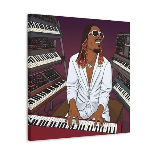 KHAMEO Stevie Wonder Poster, Leinwand-Poster, dekoratives Gemälde, Leinwand-Wandposter und Kunstdruck, modernes Familienschlafzimmer-Dekor-Poster, 60 x 60 cm von KHAMEO